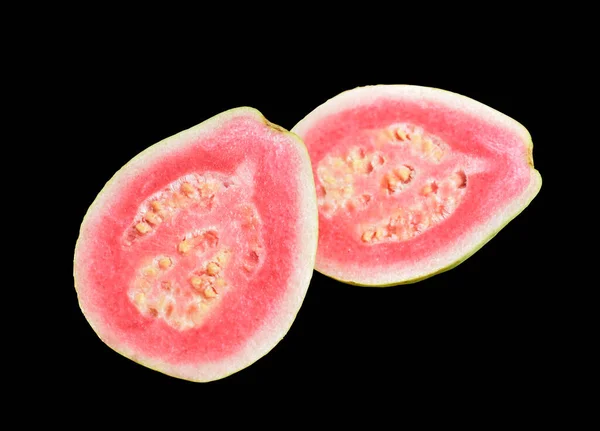 Φρέσκα Ροζ Κόκκινα Φρούτα Gauva Απομονωμένα Μονοπάτι Ψαλιδίσματος Λευκό Φόντο — Φωτογραφία Αρχείου