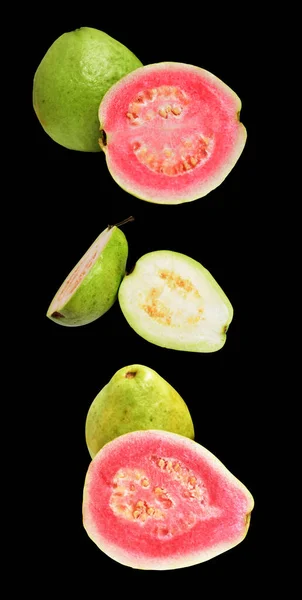 Frutas Frescas Gauva Rosa Vermelha Isoladas Com Recorte Fundo Branco — Fotografia de Stock