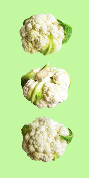 Φρέσκο Κουνουπίδι Απομονωμένο Και Πράσινο Μπρόκολο Απομονωμένο Μονοπάτι Λευκό Φόντο — Φωτογραφία Αρχείου