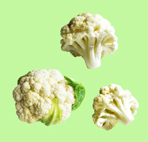 Fresh Cauliflower Isolated Green Broccoli Isolated Clipping Path White Background — Stock Photo, Image