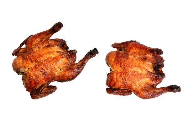 Pollo Intero Alla Griglia Tacchino Isolato Sfondo Bianco Senza Ombra — Foto Stock