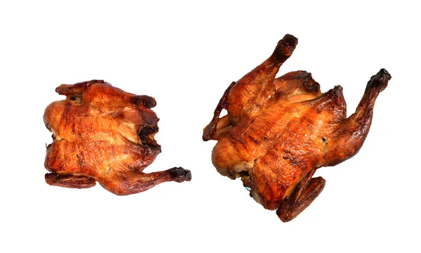 Pollo Intero Alla Griglia Tacchino Isolato Sfondo Bianco Senza Ombra — Foto Stock