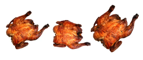 Pollo Intero Alla Griglia Tacchino Isolato Sfondo Bianco Senza Ombra — Foto Stock