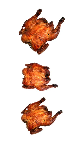 Pollo Intero Alla Griglia Tacchino Isolato Sfondo Bianco Senza Ombra — Foto Stock