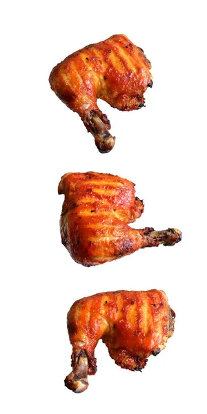 Pollo Entero Parrilla Pavo Cuatro Patas Aisladas Fondo Blanco Sin — Foto de Stock