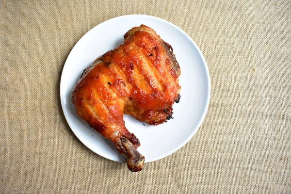 Grillezett Pulyka Csirke Negyed Lábak Elszigetelt Fehér Étel Fehér Háttér — Stock Fotó