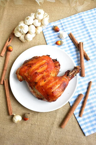 Grilled Turkey Chicken Quarter Legs Isolated White Dish White Background — Stock Photo, Image