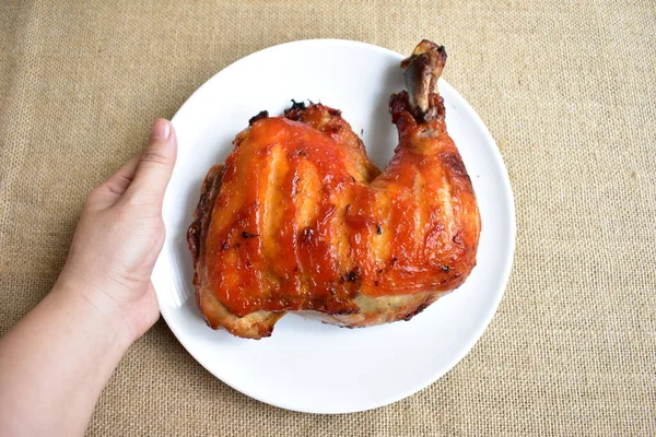 Grillezett Pulyka Csirke Negyed Lábak Elszigetelt Fehér Étel Fehér Háttér — Stock Fotó