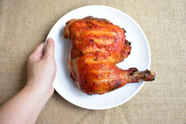 Grilled Turkey Chicken Quarter Legs Isolated White Dish White Background — Stock Photo, Image