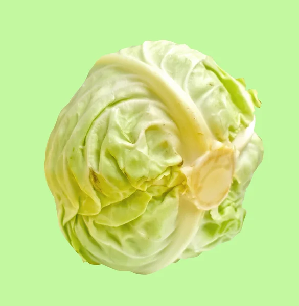 Φρέσκο Πράσινο Λάχανο Απομονωμένο Μονοπάτι Αποκοπής Λευκό Φόντο Χωρίς Σκιά — Φωτογραφία Αρχείου