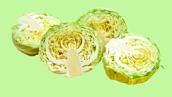 Fresh Green Cabbage Isolated Clipping Path White Background Shadow Cabbage — Stock Photo, Image