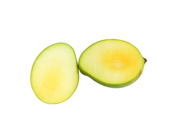 Green Mango Isolated Clipping Path Shadow White Background Mango Slices — Stock Photo, Image