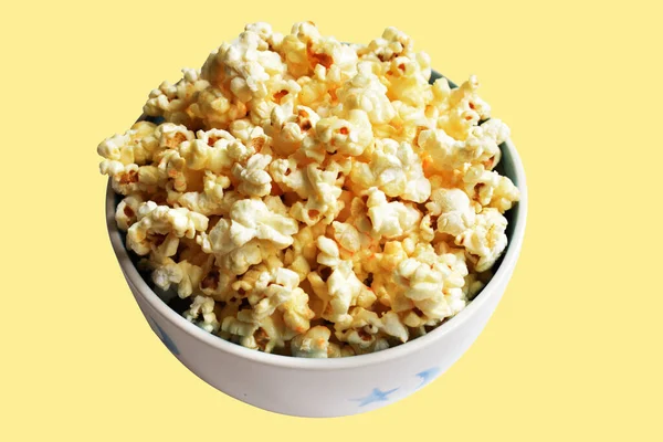 Popcornschale Isoliert Vor Weißem Hintergrund Süße Butter Karamell Popcornschale Mit — Stockfoto