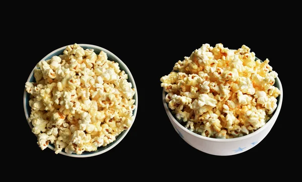 Popcornschale Isoliert Vor Weißem Hintergrund Süße Butter Karamell Popcornschale Mit — Stockfoto