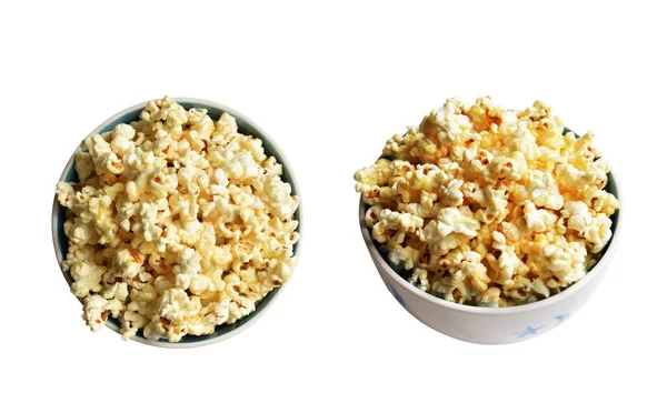 Popcornschale Isoliert Vor Weißem Hintergrund Süße Butter Karamell Popcornschale Mit — Stockfoto