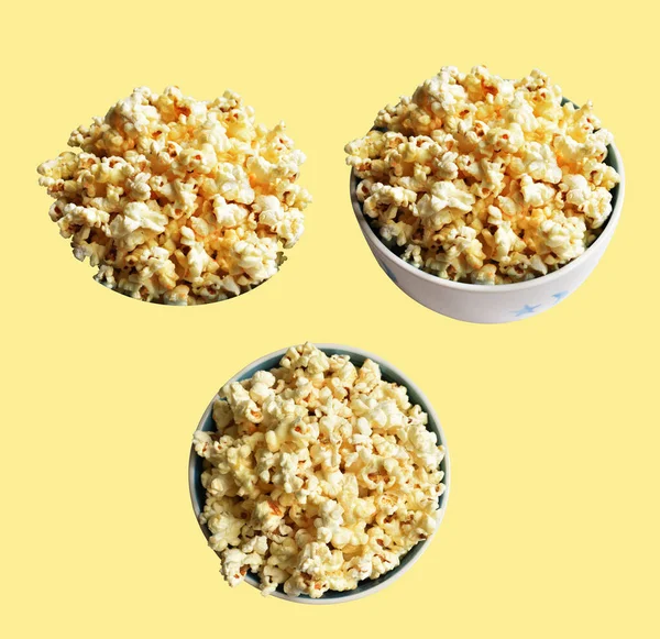 Popcorn Bowl Isolated White Background Sweet Butter Caramel Popcorn Bowl — Stock Photo, Image