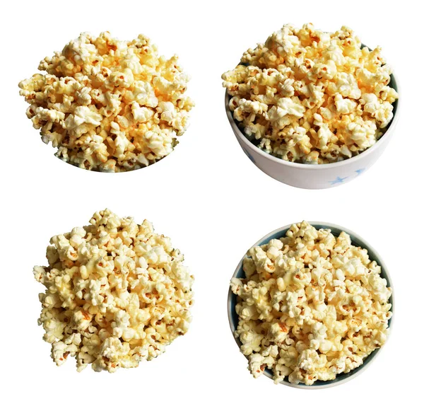 Popcornschale Isoliert Vor Weißem Hintergrund Süße Butter Karamell Popcornschale Mit — Stockfoto