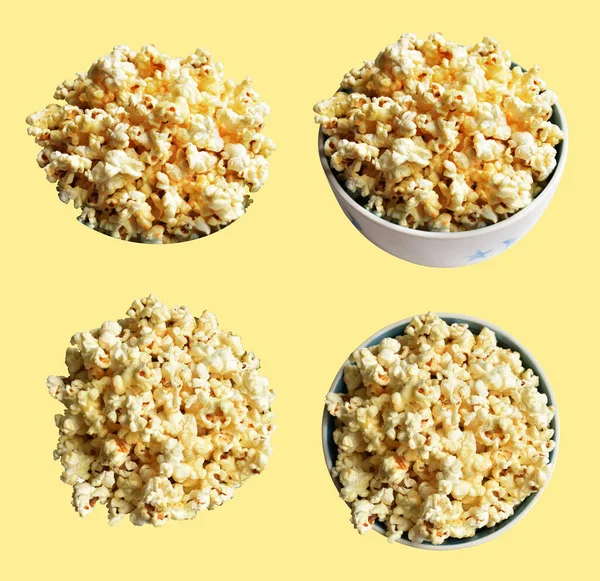 Popcorn Bowl Isolated White Background Sweet Butter Caramel Popcorn Bowl — Stock Photo, Image