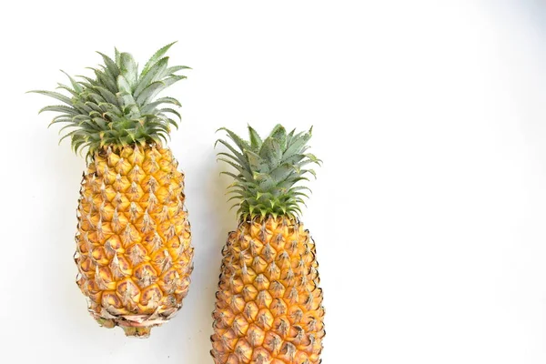 Two Orange Pineapples Isolated White Background Shadow Fresh Tropical Fruit — Stock Photo, Image