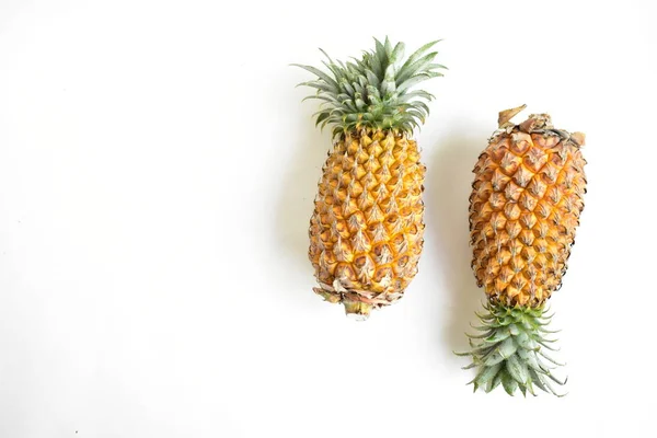 Two Orange Pineapples Isolated White Background Shadow Fresh Tropical Fruit — Stock Photo, Image