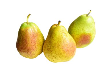 Beyaz arka planda kırpma yolu ile izole taze armut, gölge yok