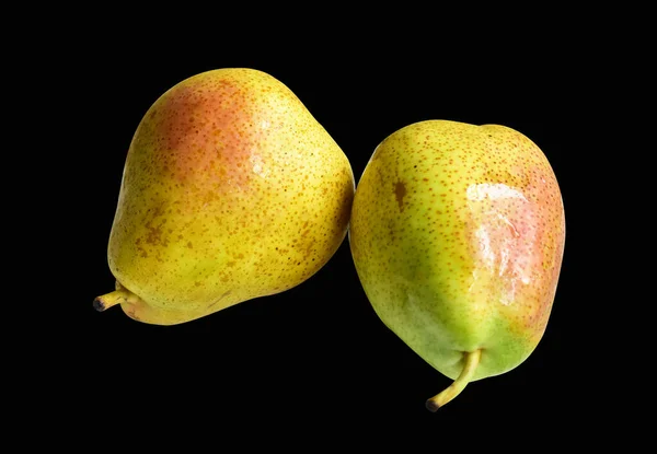 Frutas Peras Frescas Isoladas Com Recorte Fundo Preto Sem Sombra — Fotografia de Stock