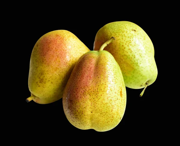 Frutas Peras Frescas Isoladas Com Recorte Fundo Preto Sem Sombra — Fotografia de Stock