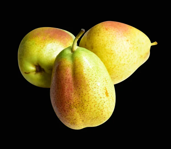 Frutas Peras Frescas Isoladas Com Recorte Fundo Preto Sem Sombra — Fotografia de Stock