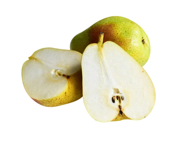 Fresh Pears Fruit Isolated Clipping Path White Background Shadow Half — Stock Photo, Image