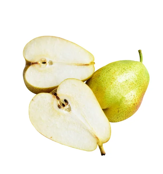 Frutas Peras Frescas Isoladas Com Recorte Fundo Branco Sem Sombra — Fotografia de Stock
