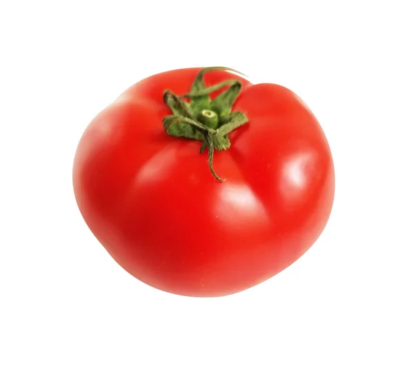 Rote Große Tomate Mit Schneideweg Kein Schatten Schwarzen Hintergrund Seitenansicht — Stockfoto