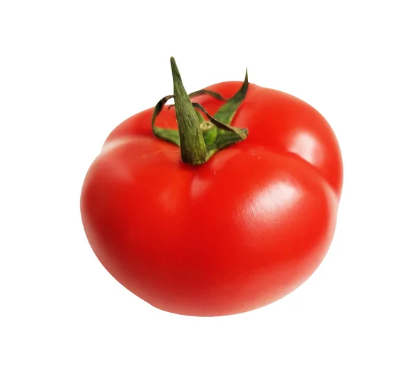 Rote Große Tomate Mit Schneideweg Kein Schatten Schwarzen Hintergrund Seitenansicht — Stockfoto