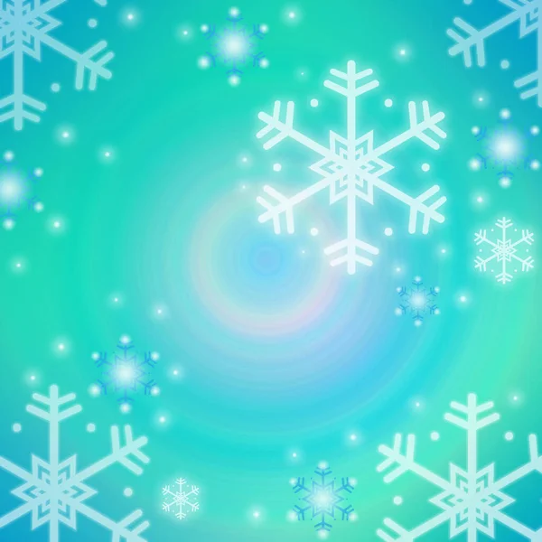 Fondo Navidad Múltiples Colores Copos Nieve Blancos Azules Concepto Navidad — Foto de Stock