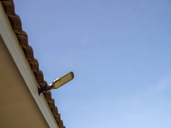 Lampade Sul Tetto Utilizzato Energia Verde Dal Fotovoltaico Concetto Generazione — Foto Stock