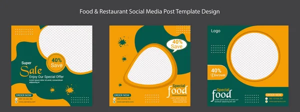 Restoran İş Dünyası Sosyal Medya Şablonu Tasarımı. Özel Gıda Web Afişi.