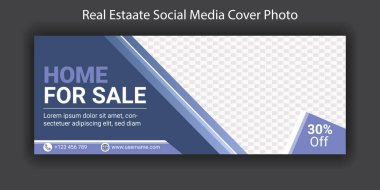 Facebook Timeline Cover Photo Template Design For Real Estate Business. Corporate Business Marketing Agency. Property sale Digital banner. Home Building Promotional  Branding. clipart