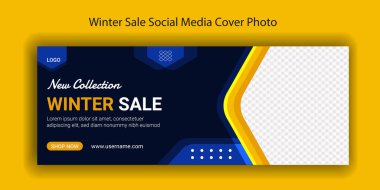 Yeni Koleksiyon Kış Satışı Sosyal Medya Fotoğraf Şablonu Tasarımı. Mevsimlik Satış Sosyal Ağı Web Afişi, Modern Zaman Çizgisi Kapağı İşiniz İçin Tasarım. Düzenlenebilir Dijital Poster
