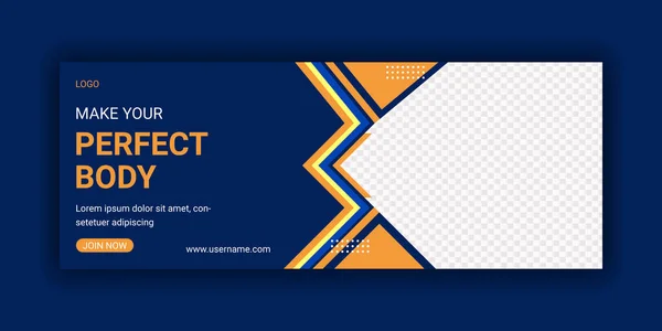 Sağlık ve Spor Salonu Sosyal Medya Fotoğraf Şablonu Tasarımı. Sosyal medya web afişi için zaman çizelgesi. Profesyonel Vücut Geliştirme Satışı Sancağı. Çevrimiçi dijital poster.