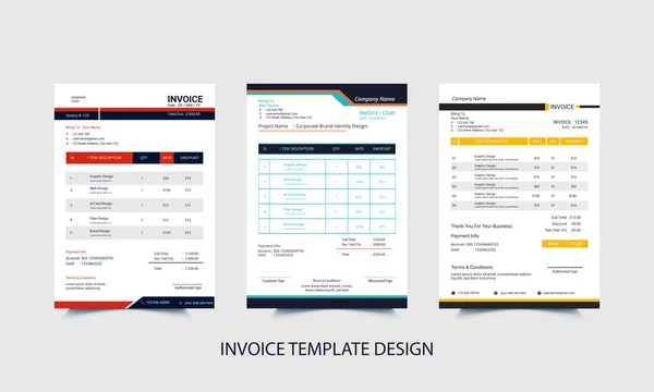 Entwurf Von Rechnungsvorlagen Für Professionelle Unternehmen Unternehmen Verkauf Beschreibung — Stockvektor