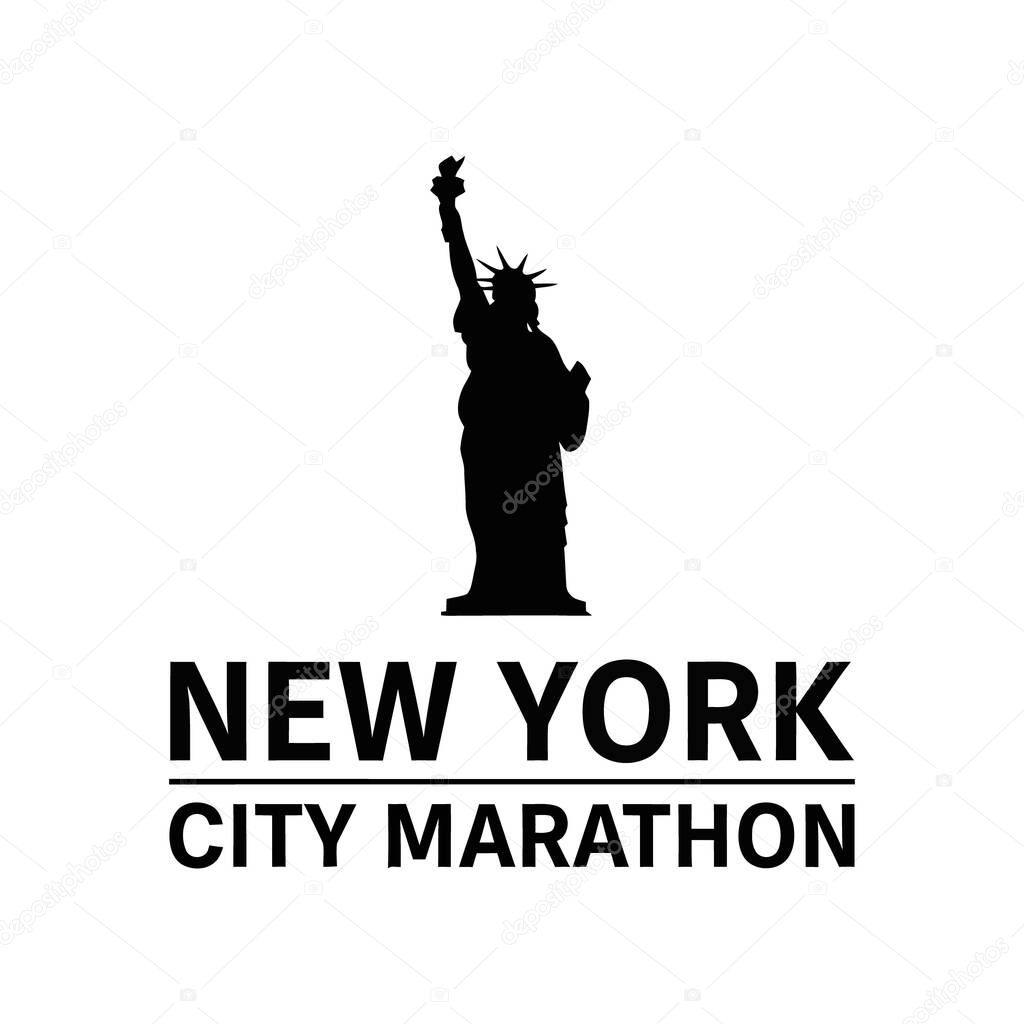 New York City Marathon Logo with Statue of Liberty Silhouette Vector