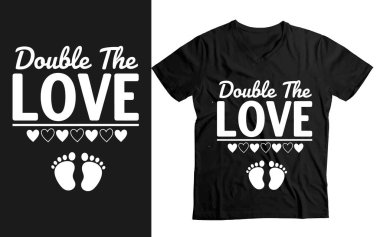 Çifte Aşk İkizleri Hamilelik Anonsu Tişört Tasarım Vektörü