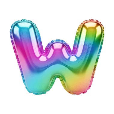 3D Gökkuşağı Mezuniyet Balonu Alfabe Harfi W Kutlaması