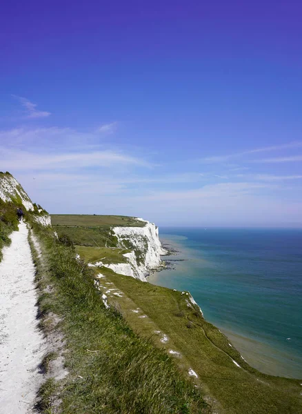 Vägen Med Havsutsikt Vita Klippor Dover Promenad — Stockfoto