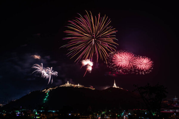 Beautiful firework display on celebration night