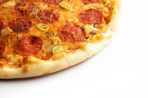 Pizza Chilly Auf Weißem Hintergrund — Stockfoto