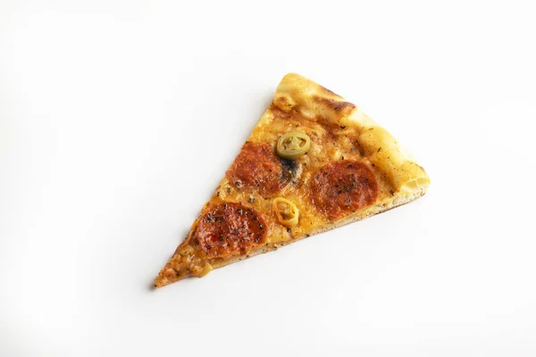 Пицца Холодная Белом Фоне — стоковое фото