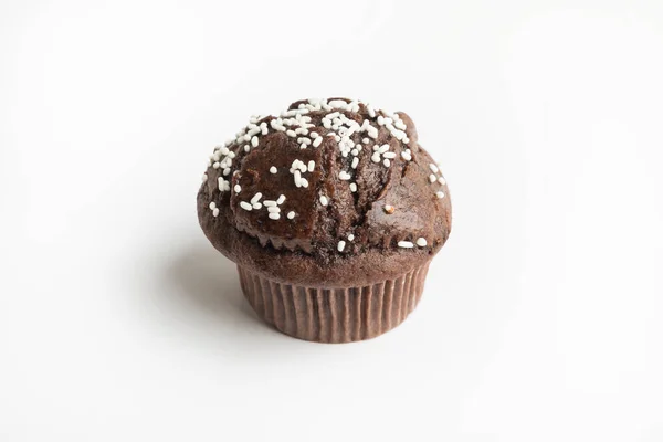 Muffin Chocolat Sur Fond Blanc — Photo