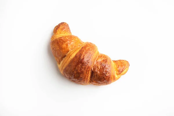 Frisches Croissant Auf Weißem Hintergrund — Stockfoto