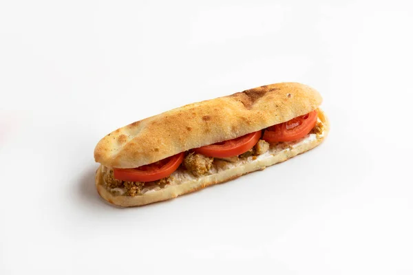 Sandwich Pollo Sobre Fondo Blanco — Foto de Stock