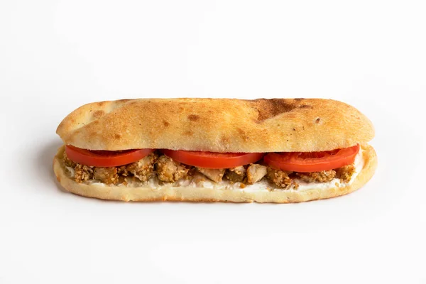 Sandwich Pollo Sobre Fondo Blanco — Foto de Stock